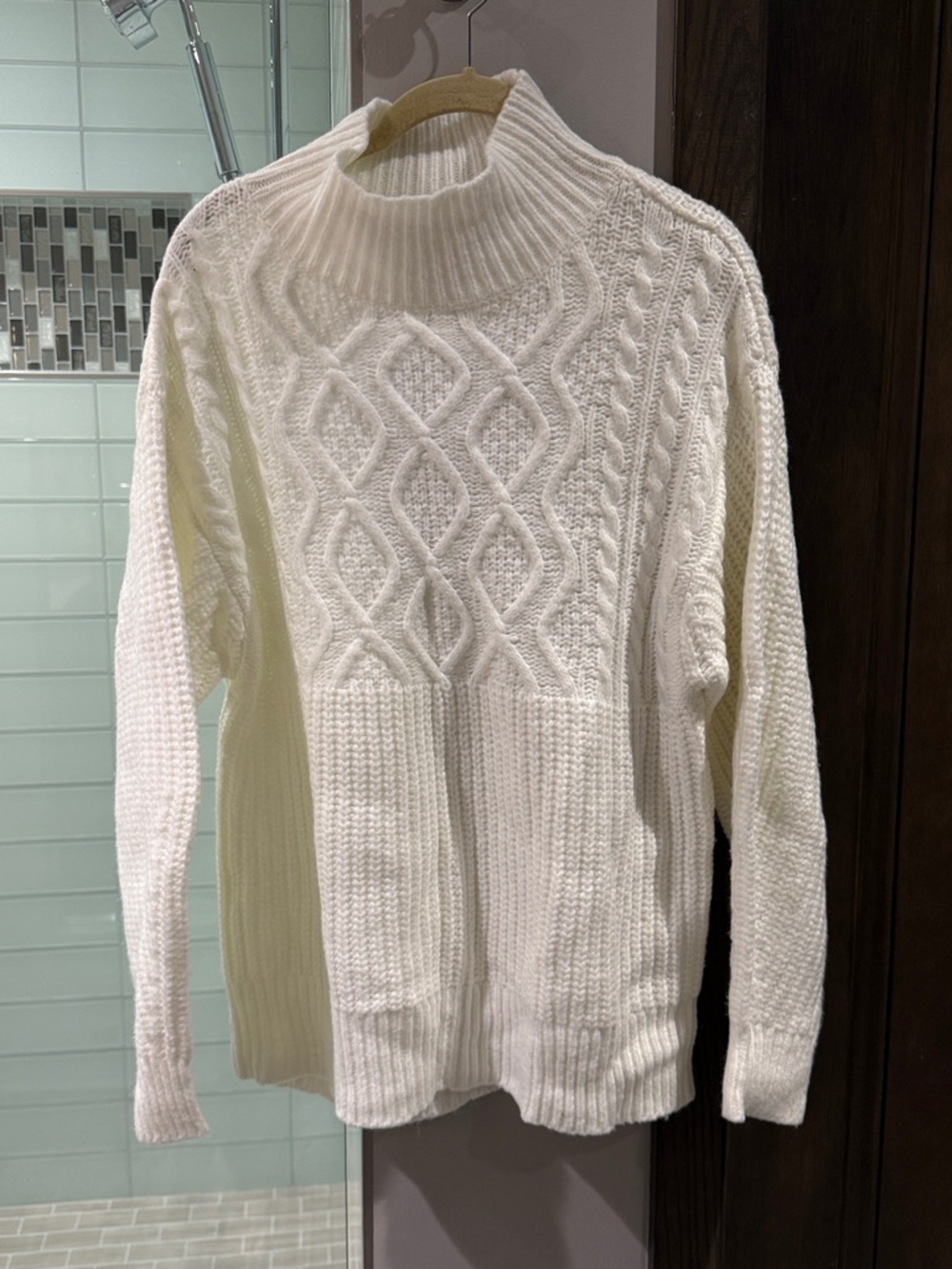 a new day Cream Ribbed Cable Knit Turtleneck